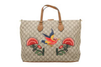 0530. Gucci GG Monogram Canvas Tote, Bird Embroidered, Gold Hardware1