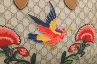0530. Gucci GG Monogram Canvas Tote, Bird Embroidered, Gold Hardware7