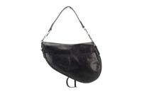 0413. Christian Dior Vintage Saddle Black Leather, Silver Hardware5