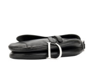 0413. Christian Dior Vintage Saddle Black Leather, Silver Hardware9