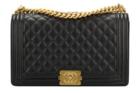0545. Chanel Boy Bag Large Black Caviar Gold Hardware1