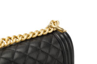 0545. Chanel Boy Bag Large Black Caviar Gold Hardware10