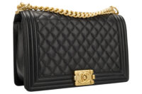 0545. Chanel Boy Bag Large Black Caviar Gold Hardware2