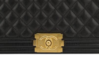 0545. Chanel Boy Bag Large Black Caviar Gold Hardware6