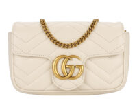 0547. Gucci GG Mini Marmont White Chevron Mattelasse Leather, Gold Hardware1