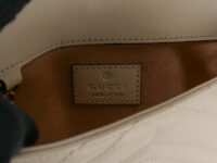 0547. Gucci GG Mini Marmont White Chevron Mattelasse Leather, Gold Hardware10