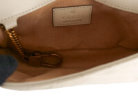 0547. Gucci GG Mini Marmont White Chevron Mattelasse Leather, Gold Hardware11
