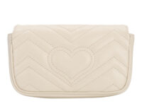 0547. Gucci GG Mini Marmont White Chevron Mattelasse Leather, Gold Hardware3