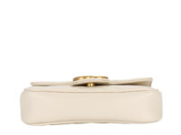 0547. Gucci GG Mini Marmont White Chevron Mattelasse Leather, Gold Hardware6