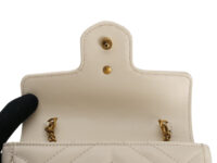 0547. Gucci GG Mini Marmont White Chevron Mattelasse Leather, Gold Hardware9