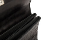 0552. Chanel Timeless Vintage Chocolate Bar Black Leather, Silver Hardware11