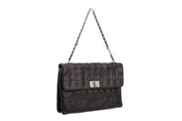 0552. Chanel Timeless Vintage Chocolate Bar Black Leather, Silver Hardware2