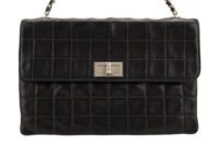 0552. Chanel Timeless Vintage Chocolate Bar Black Leather, Silver Hardware3