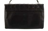 0552. Chanel Timeless Vintage Chocolate Bar Black Leather, Silver Hardware4