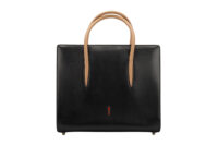0579. Christian Louboutin Paloma Medium Tote Black Leather Cheetah Print Studded, Gold Hardware1