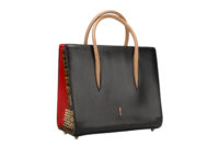 0579. Christian Louboutin Paloma Medium Tote Black Leather Cheetah Print Studded, Gold Hardware2