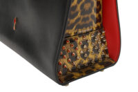0579. Christian Louboutin Paloma Medium Tote Black Leather Cheetah Print Studded, Gold Hardware8