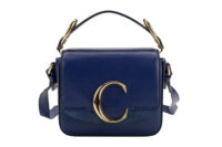 0581. Chloe C Mini Crossbody Blue Leather Suede Flap, Gold Hardware1