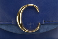 0581. Chloe C Mini Crossbody Blue Leather Suede Flap, Gold Hardware7