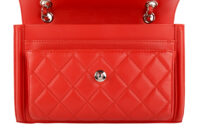 0583. Chanel Medium Geometric Flap Quilted Red Leather Silver Hardware 11