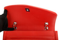 0583. Chanel Medium Geometric Flap Quilted Red Leather Silver Hardware 12