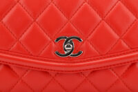0583. Chanel Medium Geometric Flap Quilted Red Leather Silver Hardware 7