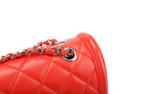 0583. Chanel Medium Geometric Flap Quilted Red Leather Silver Hardware 8