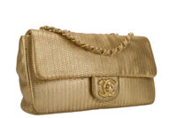 0591. Chanel Medium Flap Bag, Metallic Gold Laser Cuty Leather, Gold Hardware2