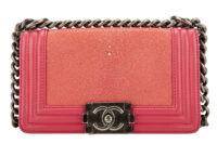 0592. Chanel Boy Bag Small, Pink Peach Stingray Leather, Ruthenium Hardware2