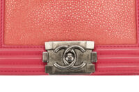 0592. Chanel Boy Bag Small, Pink Peach Stingray Leather, Ruthenium Hardware9