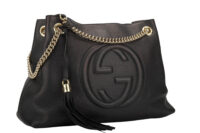 0593. Gucci Chain Tote Bag, Black Leather, Gold Hardware2