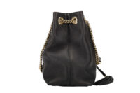 0593. Gucci Chain Tote Bag, Black Leather, Gold Hardware3