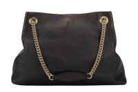 0593. Gucci Chain Tote Bag, Black Leather, Gold Hardware4