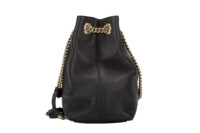 0593. Gucci Chain Tote Bag, Black Leather, Gold Hardware5