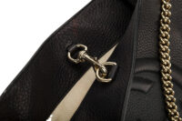0593. Gucci Chain Tote Bag, Black Leather, Gold Hardware9