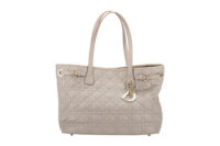 0594. Dior Panera Grey Coated Canvas Tote, Silver Hardware1