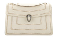 0595. Bvlgari Large Serpenti Forever Chain Handbag Off-white Leather, Silver Hardware1