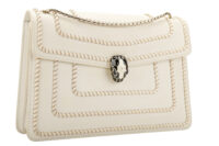 0595. Bvlgari Large Serpenti Forever Chain Handbag Off-white Leather, Silver Hardware2