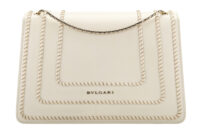 0595. Bvlgari Large Serpenti Forever Chain Handbag Off-white Leather, Silver Hardware3