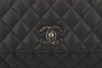 0601. Chanel Coco Handle Quilted Black Caviar Leather Flap Bag Ruthenium Hardware6