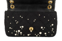 0602. Chanel Medium 22B Tweed Pearl Embellished Black Quilted Flap Bag, Gold Hardware10