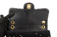 0602. Chanel Medium 22B Tweed Pearl Embellished Black Quilted Flap Bag, Gold Hardware11