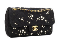0602. Chanel Medium 22B Tweed Pearl Embellished Black Quilted Flap Bag, Gold Hardware2