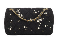 0602. Chanel Medium 22B Tweed Pearl Embellished Black Quilted Flap Bag, Gold Hardware4