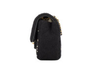 0602. Chanel Medium 22B Tweed Pearl Embellished Black Quilted Flap Bag, Gold Hardware5