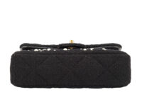 0602. Chanel Medium 22B Tweed Pearl Embellished Black Quilted Flap Bag, Gold Hardware6