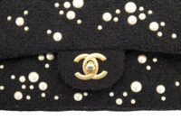 0602. Chanel Medium 22B Tweed Pearl Embellished Black Quilted Flap Bag, Gold Hardware8