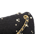 0602. Chanel Medium 22B Tweed Pearl Embellished Black Quilted Flap Bag, Gold Hardware9