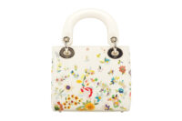0604. Dior Lady Dior Mini White Flower Embroidered Leather4