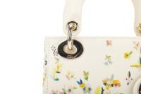 0604. Dior Lady Dior Mini White Flower Embroidered Leather9